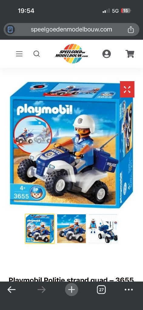 Playmobil 3655 Politie Strand quad, Gebruikt, Complete set, Voertuig, Ophalen of Verzenden