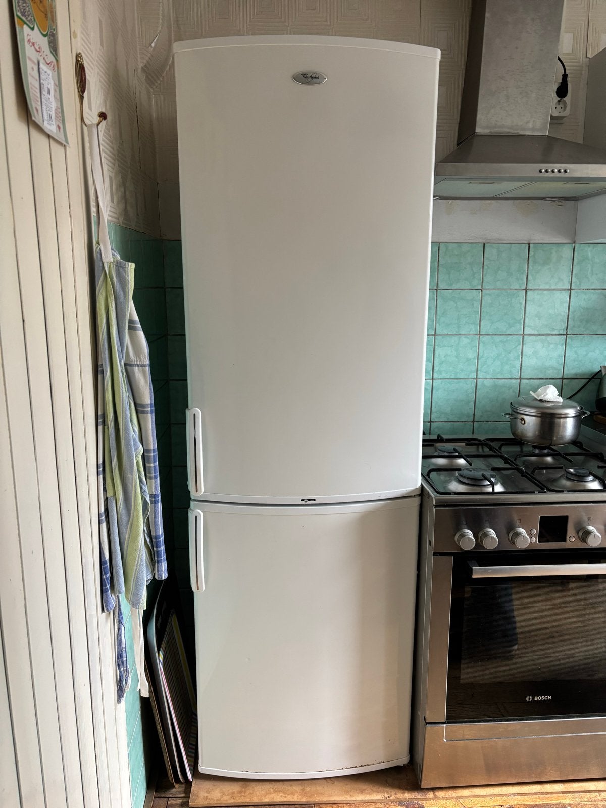 Whirlpool Koelkast met aparte vriezer - Wit, Ophalen, Gebruikt, 200 liter of meer, 60 cm of meer