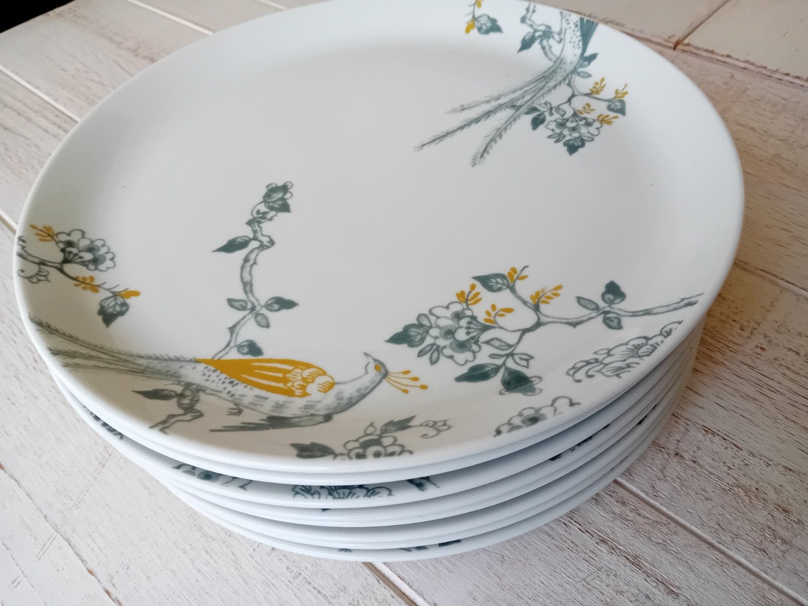 8 Vivo Villeroy & Boch Peacock goudgrijs-witte dinerborden, Huis en Inrichting, Keuken | Servies, Ophalen of Verzenden, Zo goed als nieuw