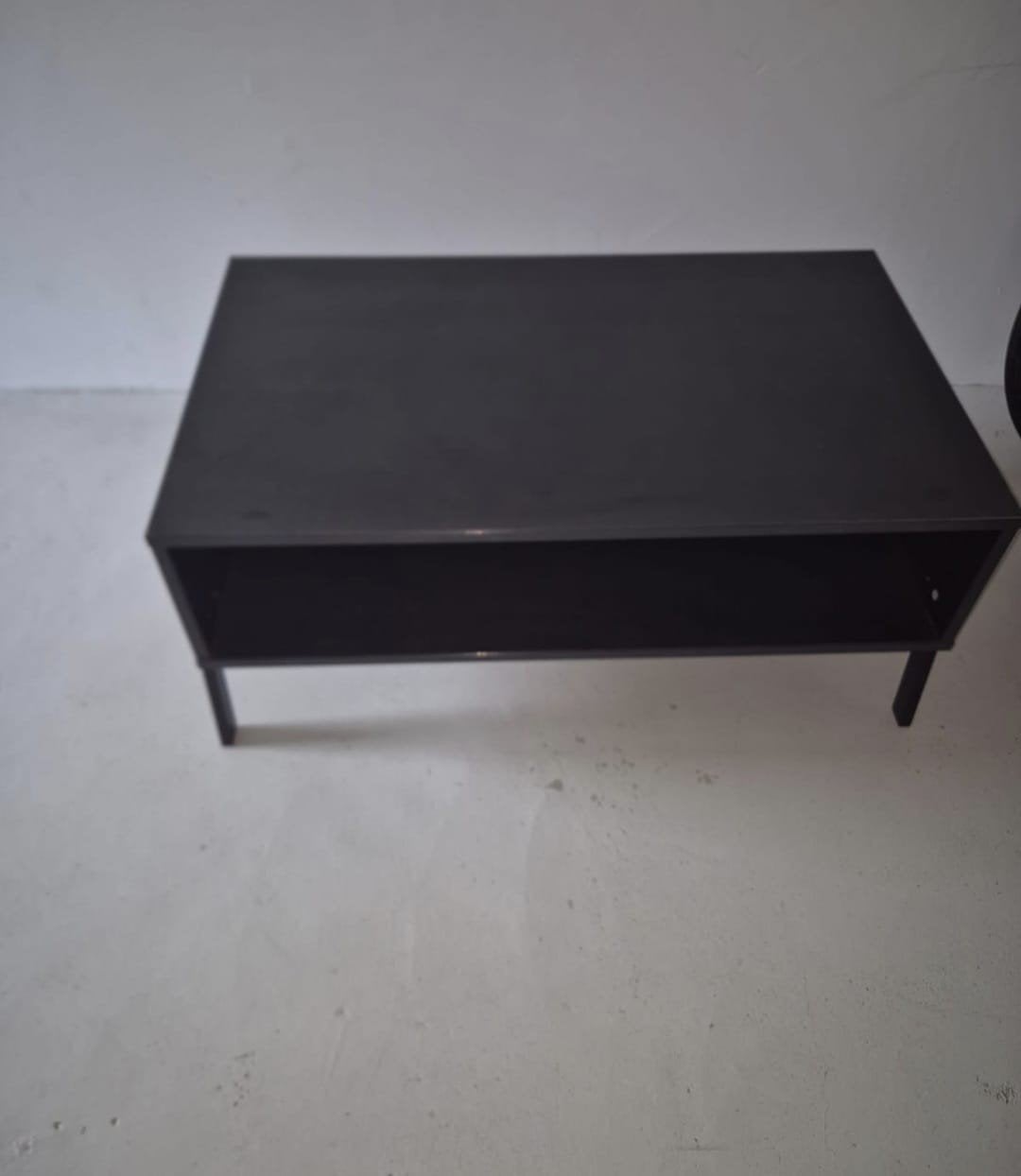 Zwarte salontafel met opbergruimte, Ophalen, Gebruikt, 100 tot 150 cm, 50 tot 100 cm