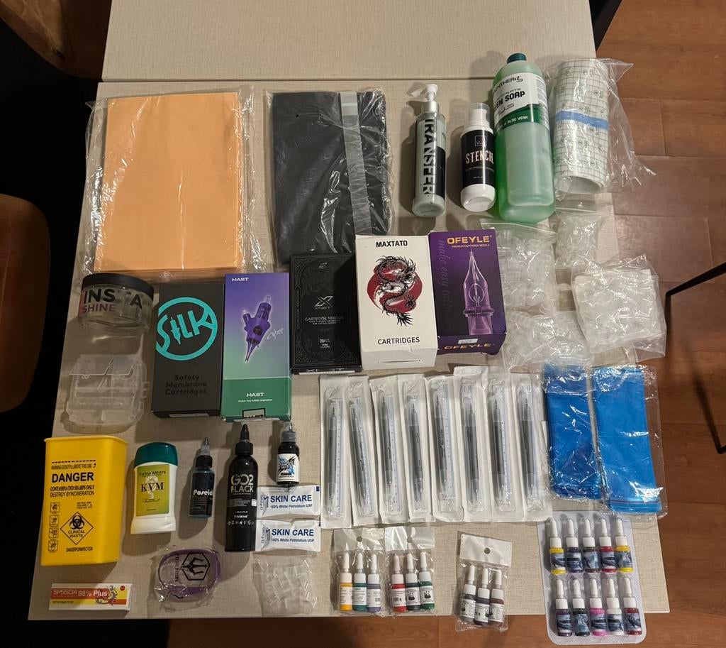 Complete Tattoo Set Supplies&Inkt+GRATIS Poseidon Machine!, Hobby en Vrije tijd, Ophalen of Verzenden, Nieuw