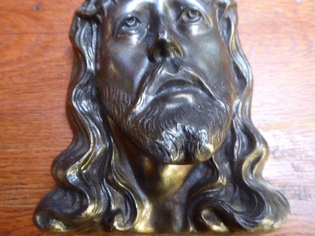 Art deco metalen Christus hoofd, A. Birembaux, Ophalen of Verzenden