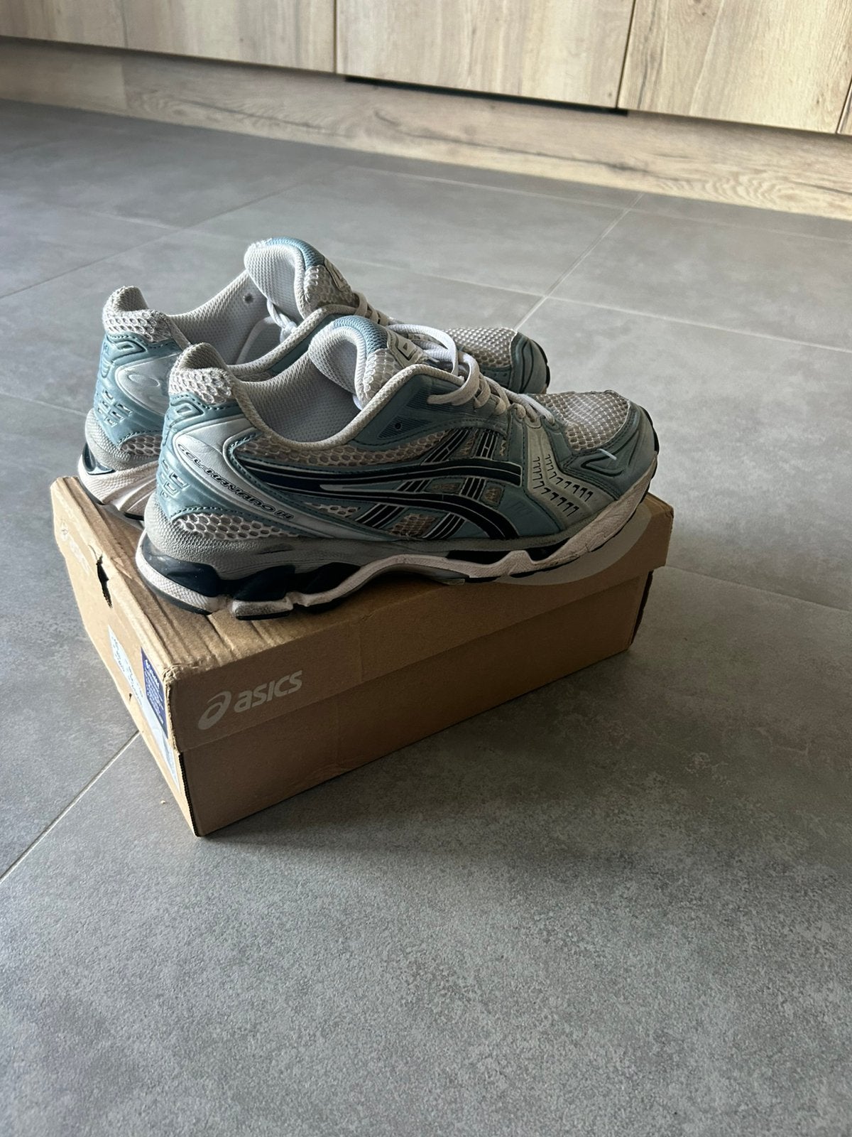 Asics Keyano 14, Kleding | Heren, Schoenen, Blauw, Ophalen of Verzenden, Sneakers of Gympen, Zo goed als nieuw