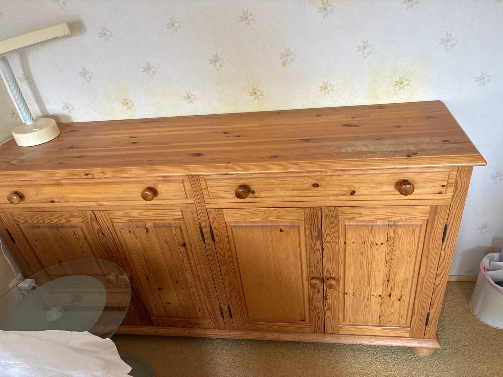 Massief grenen dressoir met lades en deuren, Gebruikt, 150 tot 200 cm, Ophalen of Verzenden, Met lade(s)