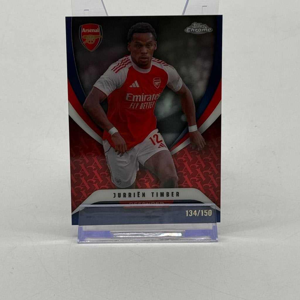 Topps Chrome Arsenal - Jurriën Timber 134/150 Refractor, Ophalen of Verzenden, Zo goed als nieuw, Buitenlandse clubs, Spelerskaart