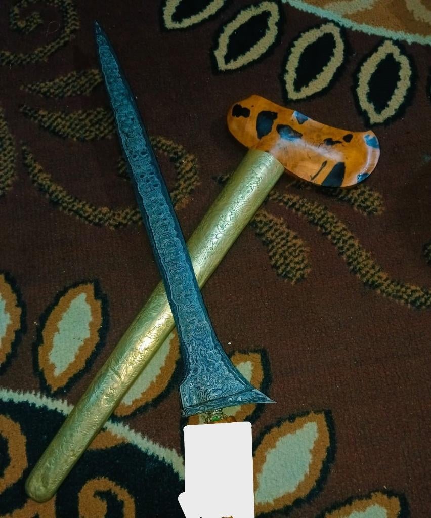 Antieke Keris Brojol Pamor Udan Mas Balok Timohohout SVF81, Verzenden