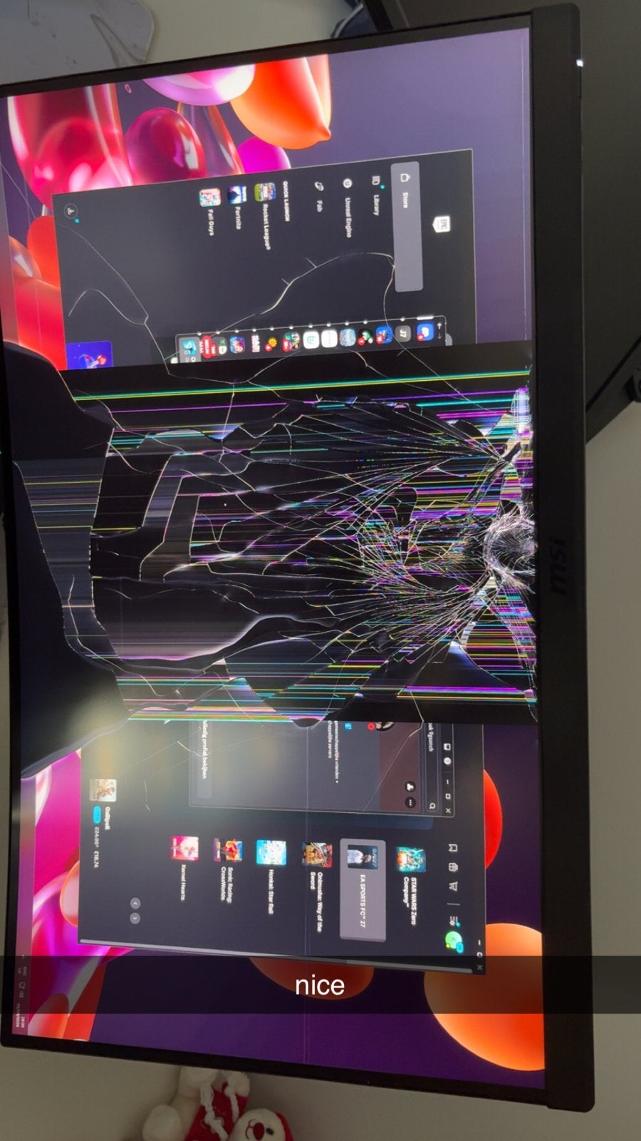 MSI Gaming Monitor met gebroken scherm (voor onderdelen), Computers en Software, Ophalen, Niet werkend