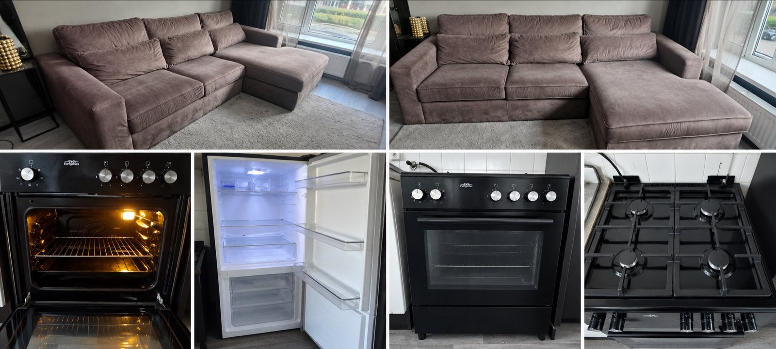 Bank, gasfornuis met oven, koelkast en wasmachine, Ophalen, Zo goed als nieuw