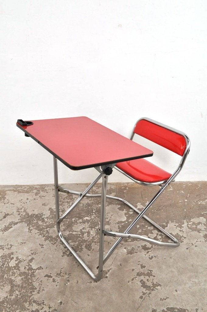 Vintage schoolbureau Italiaans bureau inklapbaar jaren 70, Ophalen of Verzenden, Gebruikt