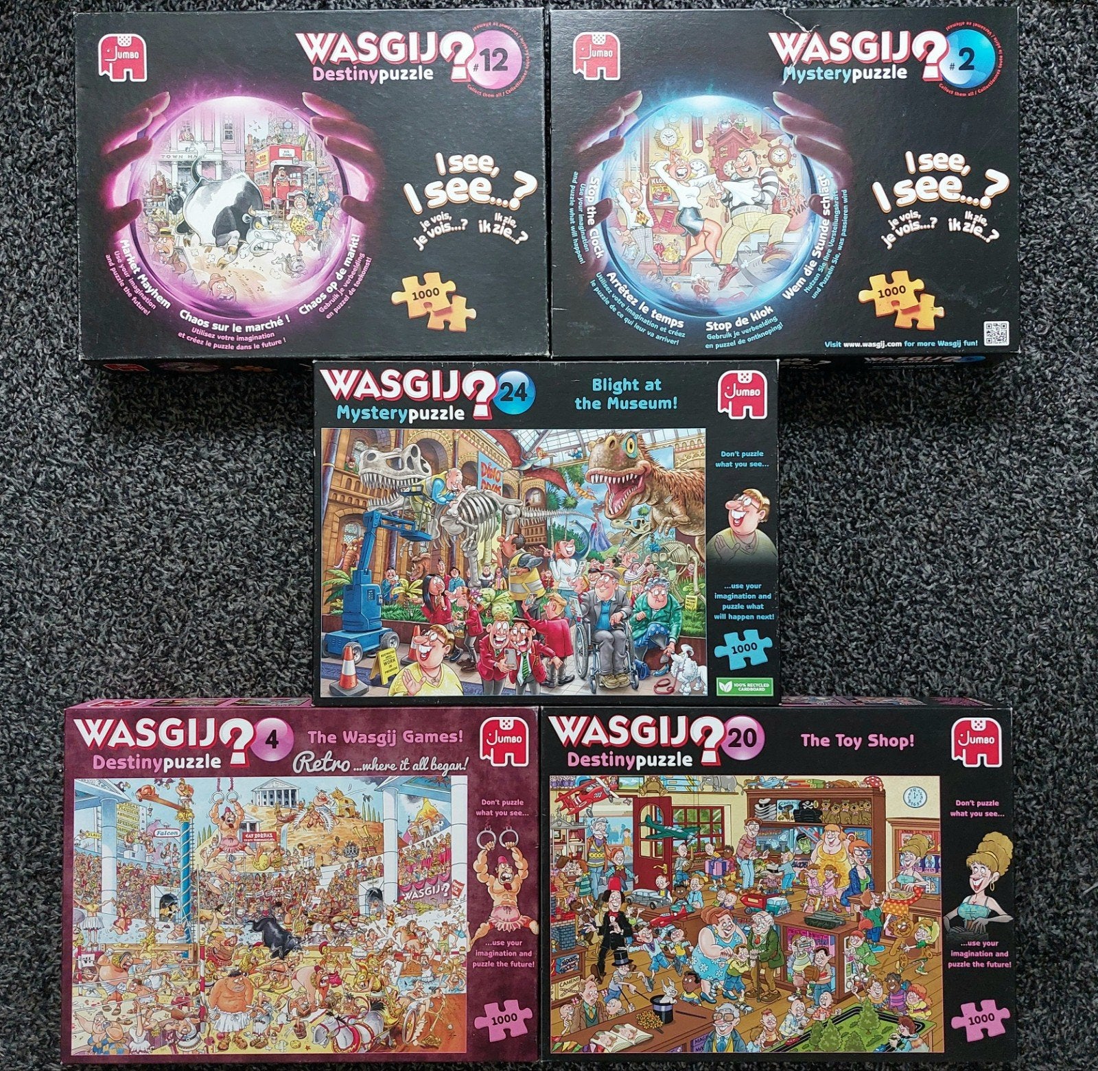 Wasgij? puzzels 1000 stukjes 5 x, Ophalen of Verzenden, 500 t/m 1500 stukjes, Zo goed als nieuw