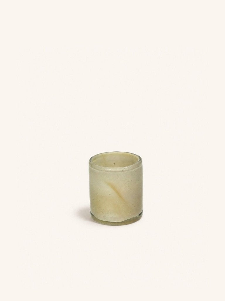 Pomax Firenze kaars beige in glas Ø8,5 x 10 cm, 10 cm, Nieuw, Ophalen of Verzenden, Glas