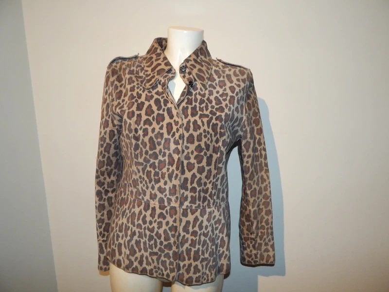 Dolce & Gabbana leren jasje vintage jaguar print vintage i44, Maat 38/40 (M), Dolce & Gabbana, Bruin, Verzenden