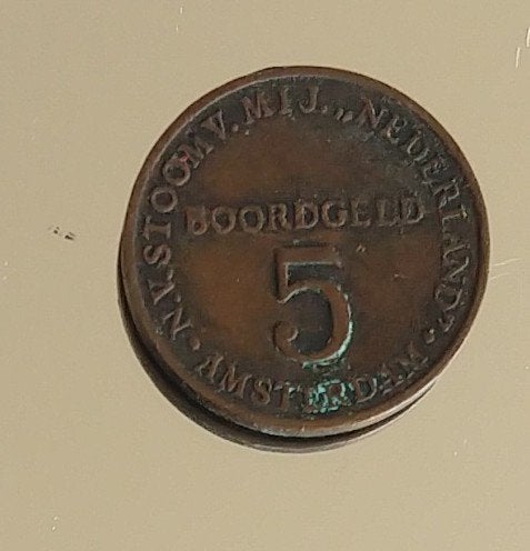 boordgeld 5 cent smn token, volgnr 52, Ophalen of Verzenden, Vóór koninkrijk, Overige waardes, Losse munt