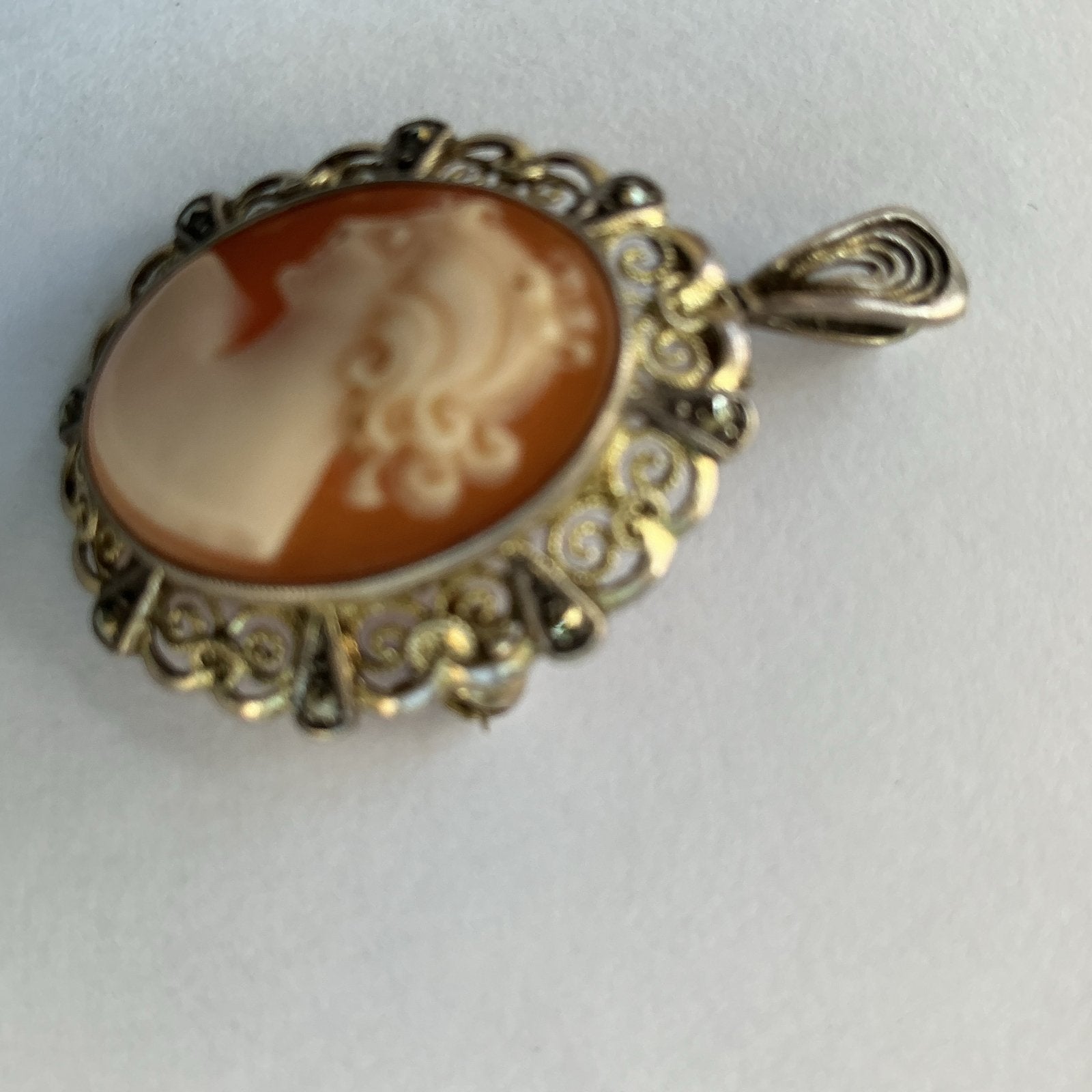Vintage Camee Hanger/Broche Zilver, Ophalen of Verzenden, Zilver, Hanger, Met edelsteen