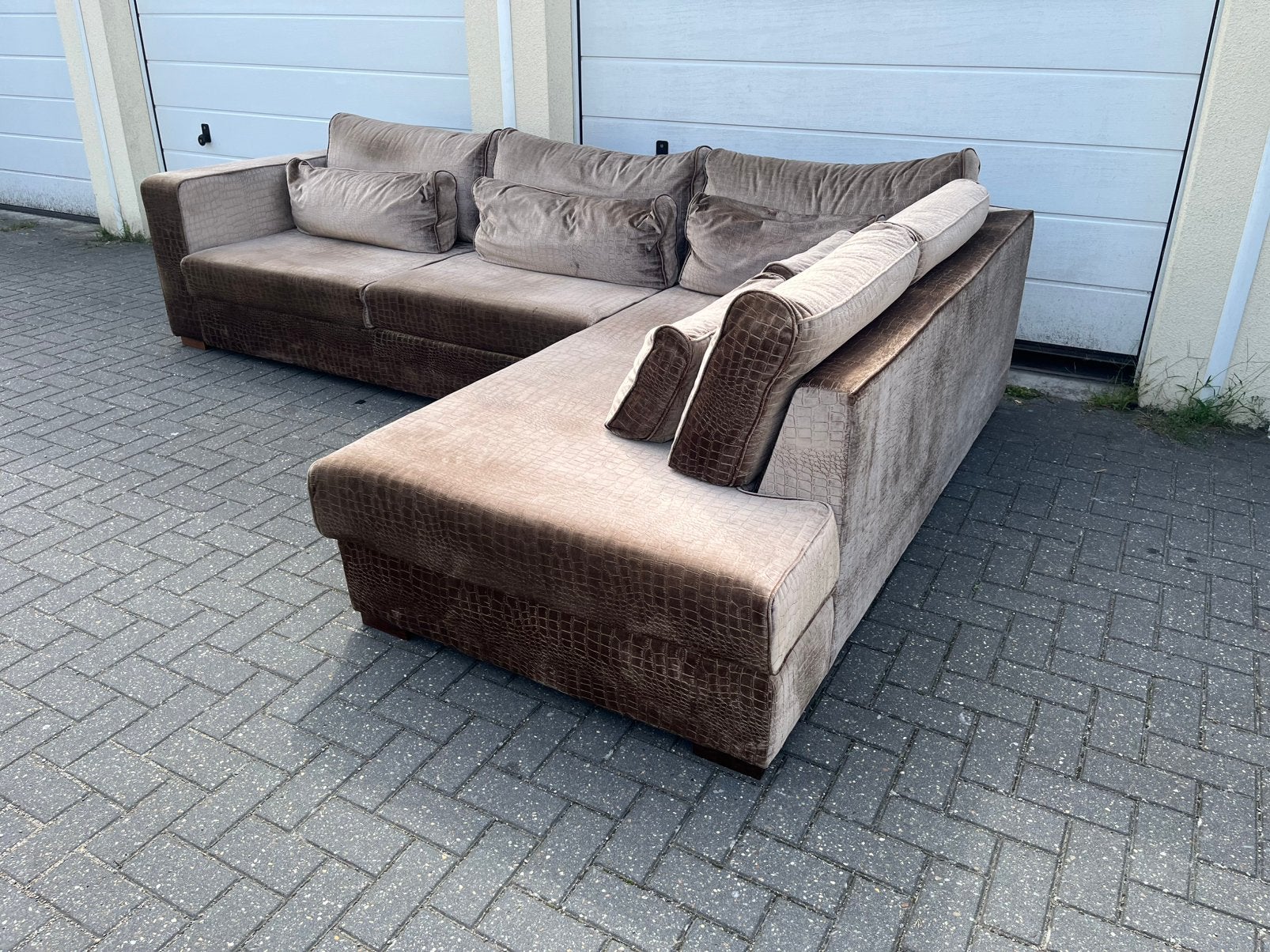Croco velvet bank champange kleur gereinigd met bezorging!, Ophalen, Zo goed als nieuw, 150 cm of meer, Vierpersoons of meer