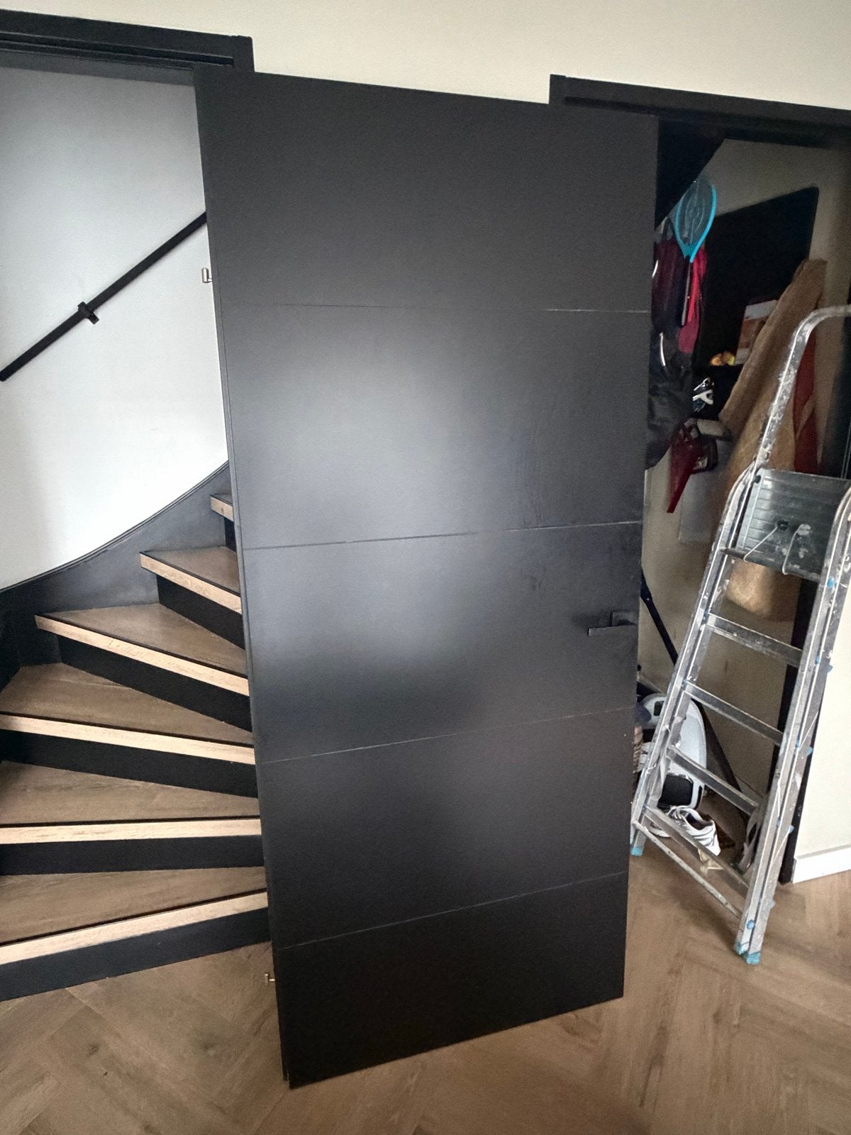 2 zwarte opdekdeuren (links- en rechtsdraaiend) 88x 211,5, Ophalen, Gebruikt, Binnendeur, 200 tot 215 cm