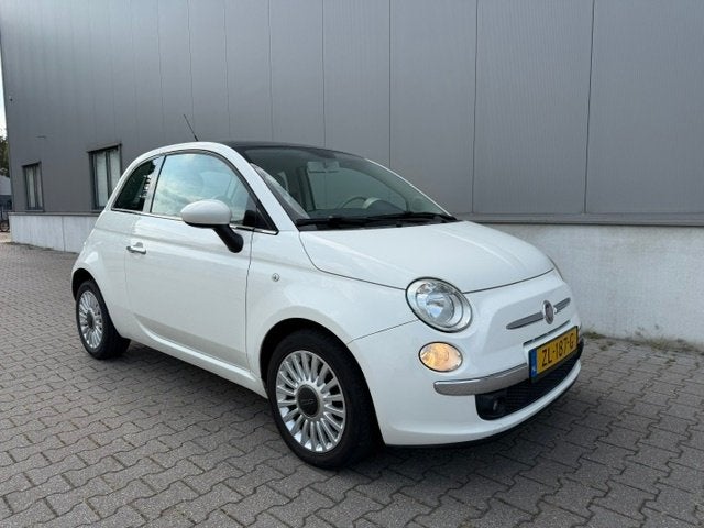 Fiat 500 1.2 Lounge panoramadak, Auto's, Stof, Beige, Wit, Handgeschakeld