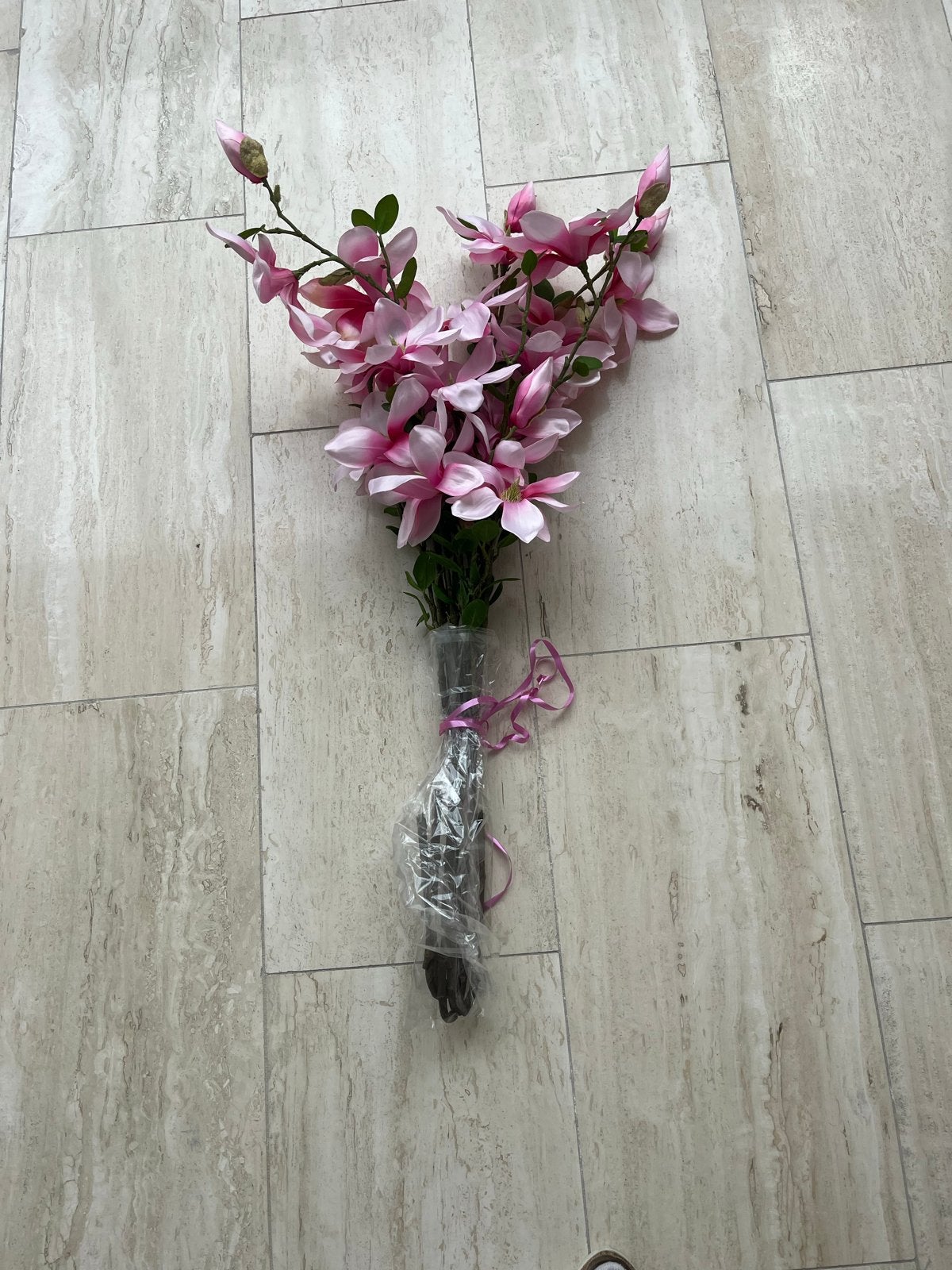 Prachtig boeket kunstmagnolia's - Roze zijden bloemen, Binnen, Roze, Zijde, Ophalen of Verzenden