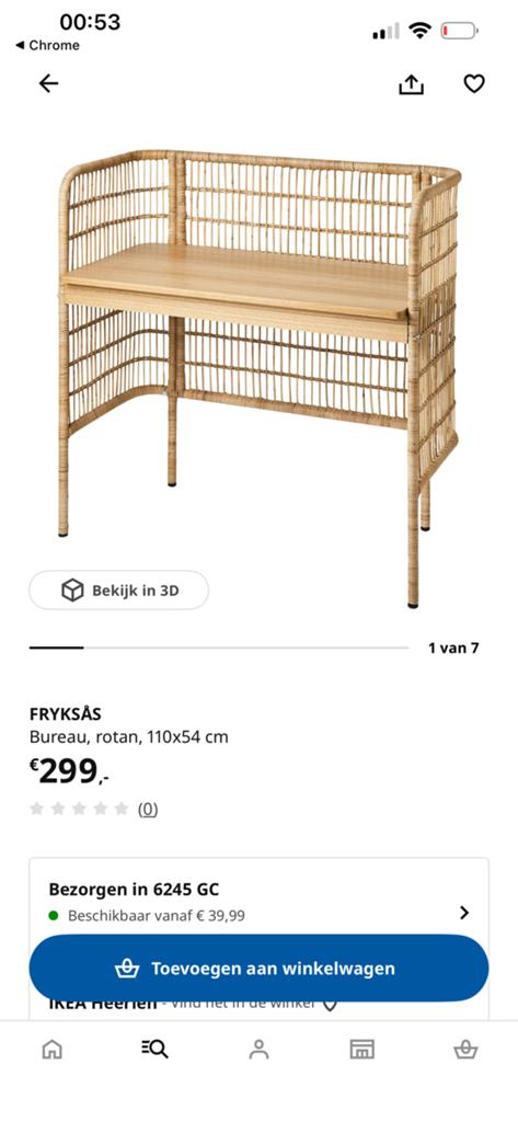 Rotan Bureau, Huis en Inrichting, Bureaus, Ophalen, Zo goed als nieuw
