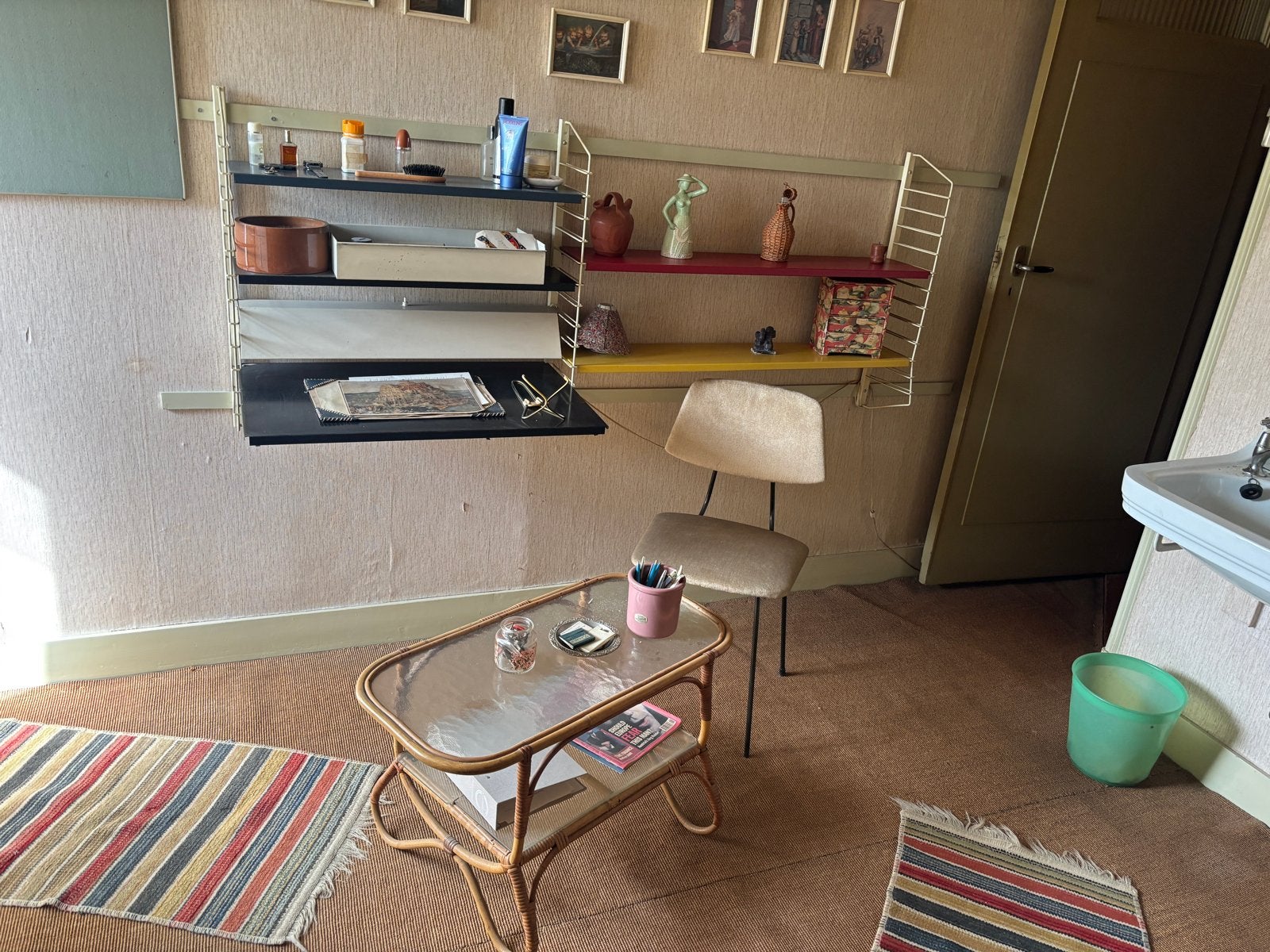 Vintage String wandrek met bureau en planken, Ophalen, Gebruikt