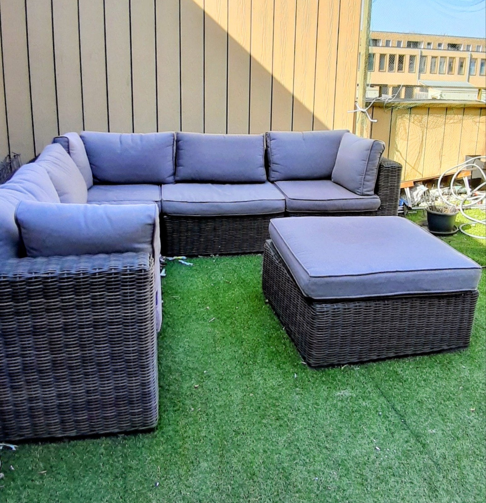 Gratis grote lounge set, Ophalen, Gebruikt, 8 zitplaatsen, Wicker