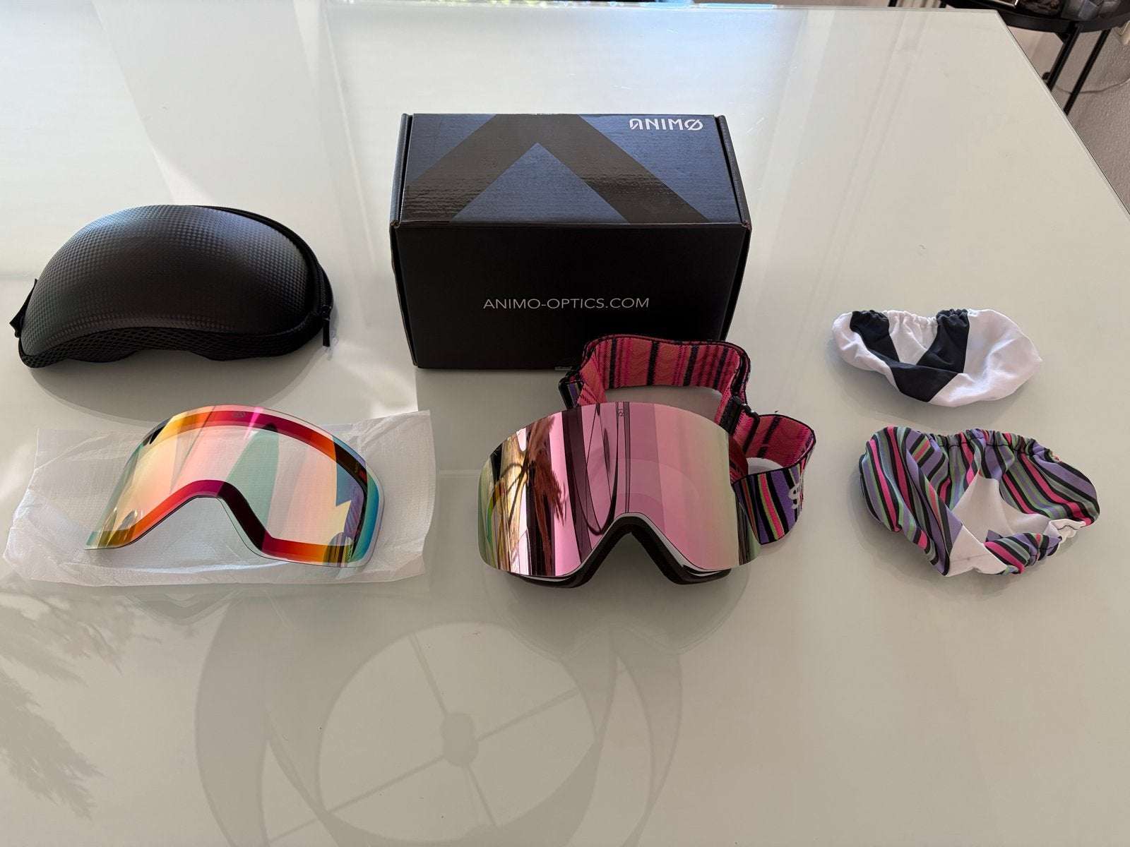 Animo Optics skibril met spiegel lens en extra lens, Overige merken, Gebruikt, Overige typen, Ophalen of Verzenden
