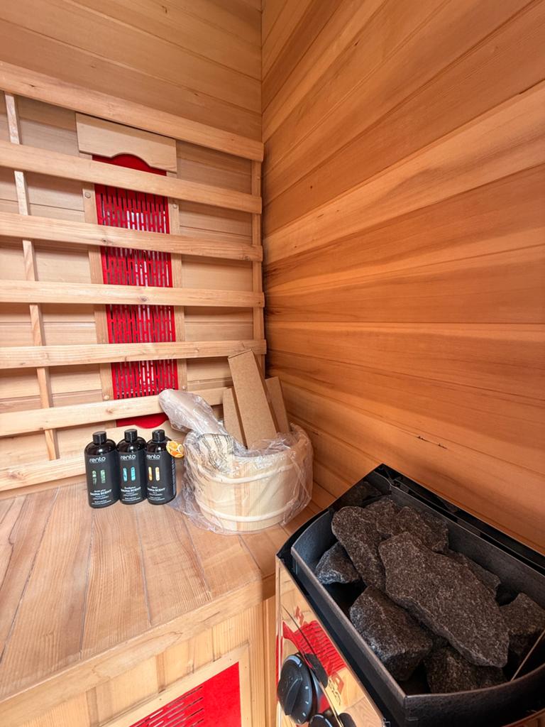 Combi Sauna (Fins + Infrarood) - GRATIS BEZORGING + MONTAGE, Ophalen of Verzenden, Zo goed als nieuw, Fins of Traditioneel, Complete sauna
