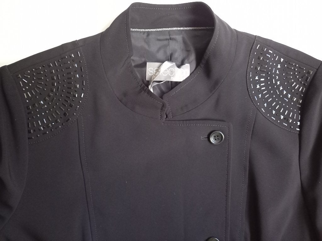 Ulla Popken Collection pracht aparte zwarte blazer, mt 48 50, Verzenden, Zwart, Ulla Popken, Zo goed als nieuw