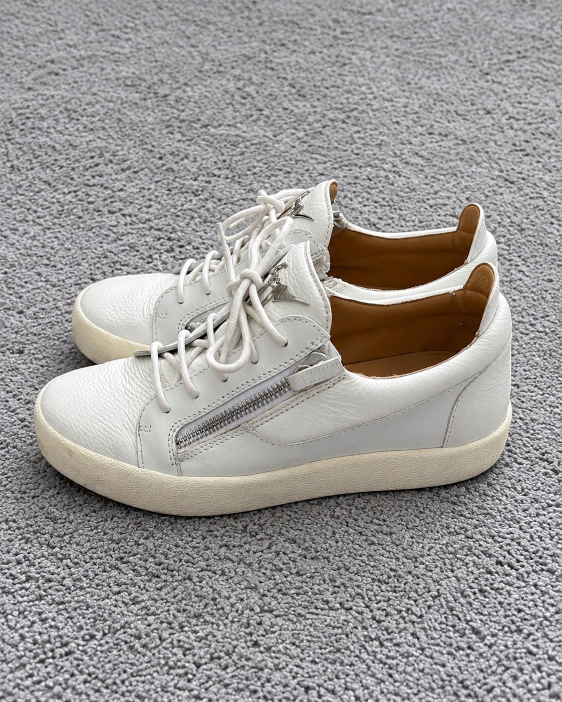 Giuseppe Zanotti witte leren sneakers - Maat 42, Verzenden, Gedragen, Wit, Sneakers of Gympen
