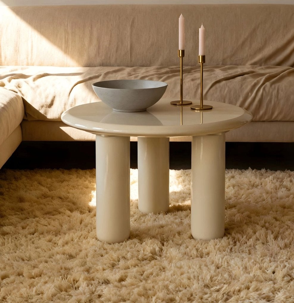 DÉJA Salontafel Jelsa Glossy Crème Rond 60cm | Van €179, nu, 50 tot 100 cm, DÉJA Living, Rond, Nieuw