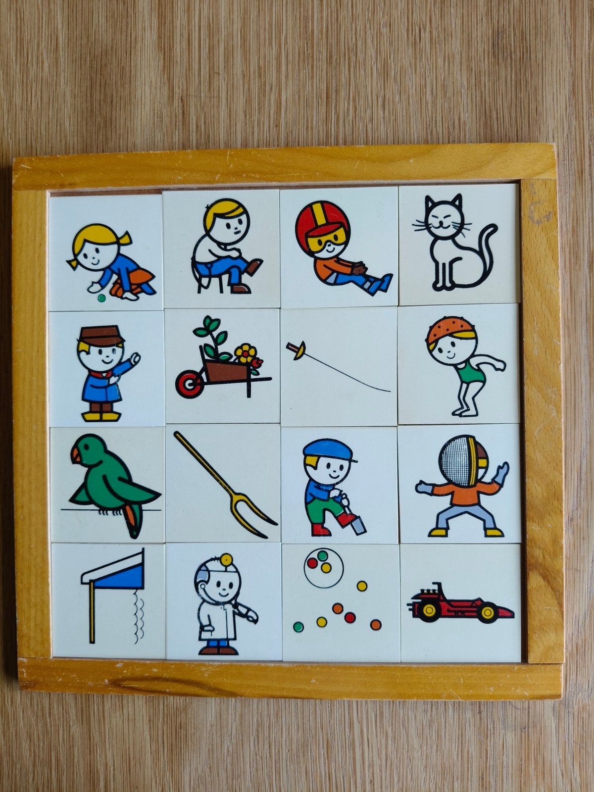 Vintage Rolf Schuifpuzzel /Wat hoort bij elkaar?, Kinderen en Baby's, Speelgoed | Kinderpuzzels, Ophalen, Gebruikt