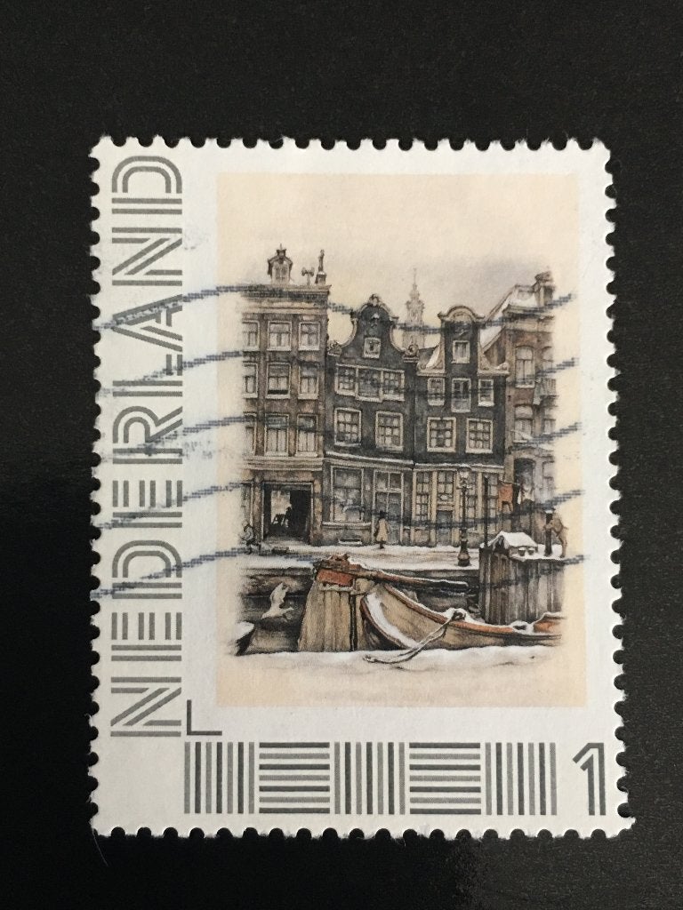 2236 Persoonlijk - Grachtenpanden, tekening - gestempeld, Ophalen of Verzenden, Na 1940, Gestempeld