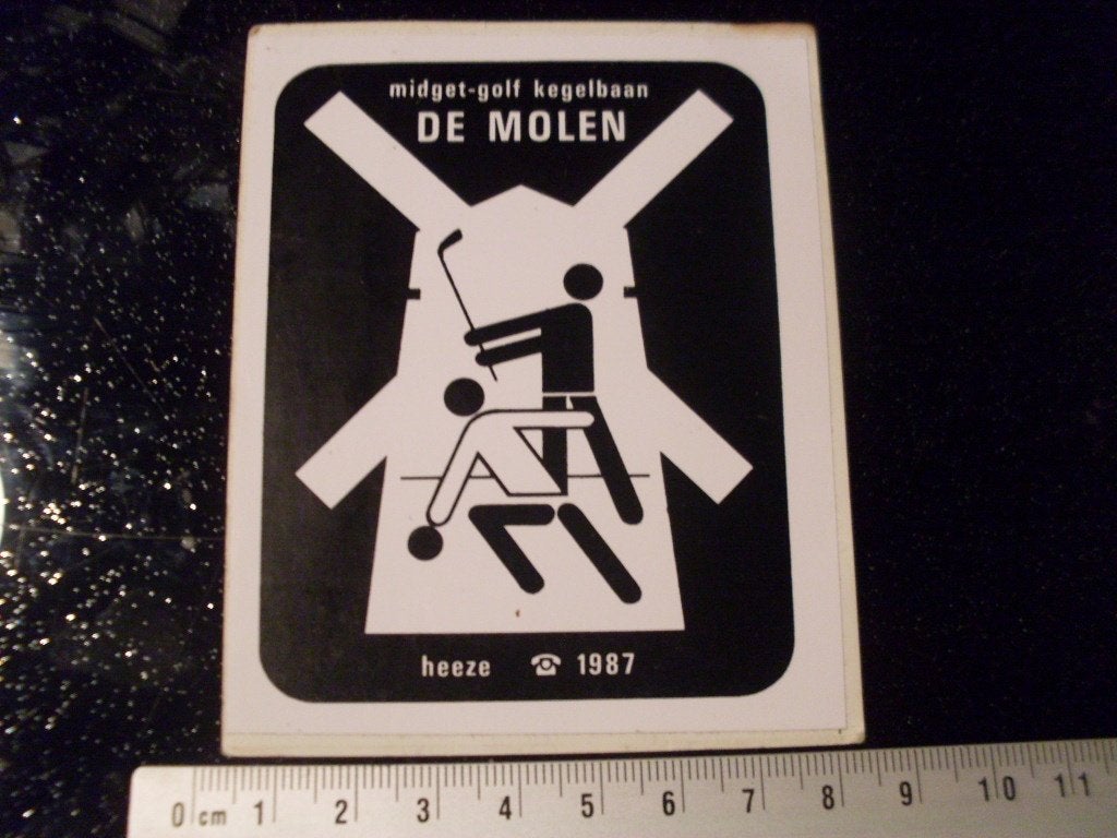sticker midget-golf kegelbaan de molen heeze logo, Verzenden, Zo goed als nieuw, Bedrijf of Vereniging