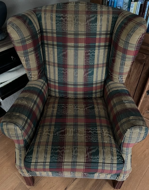 oorfauteuil klassiek rood/groen/geel, Ophalen, Hout, Gebruikt, Klassiek