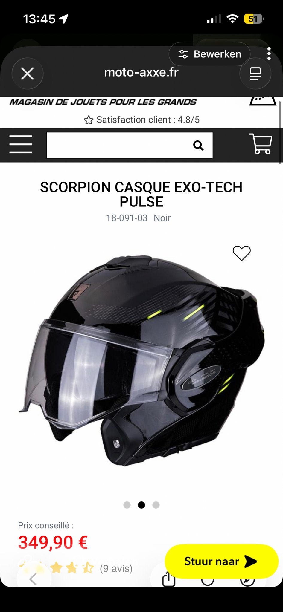 Scorpion EXO-Tech Pulse Systeemhelm Zwart, Systeemhelm, Heren, L, Tweedehands