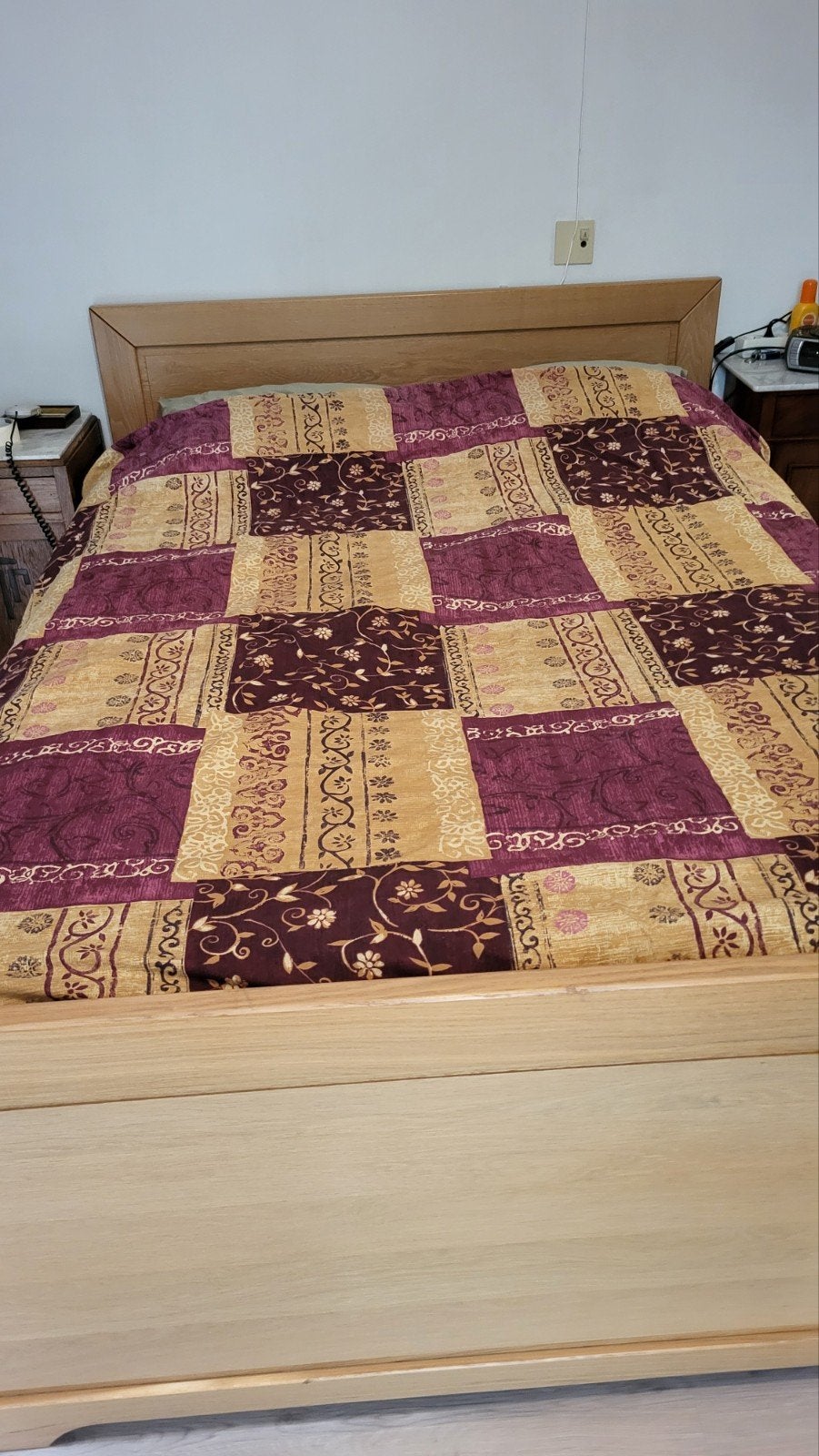 Eiken bed met tempur matras en elektrisch verstelbaa, Ophalen, Overige materialen, Bruin, 140 cm