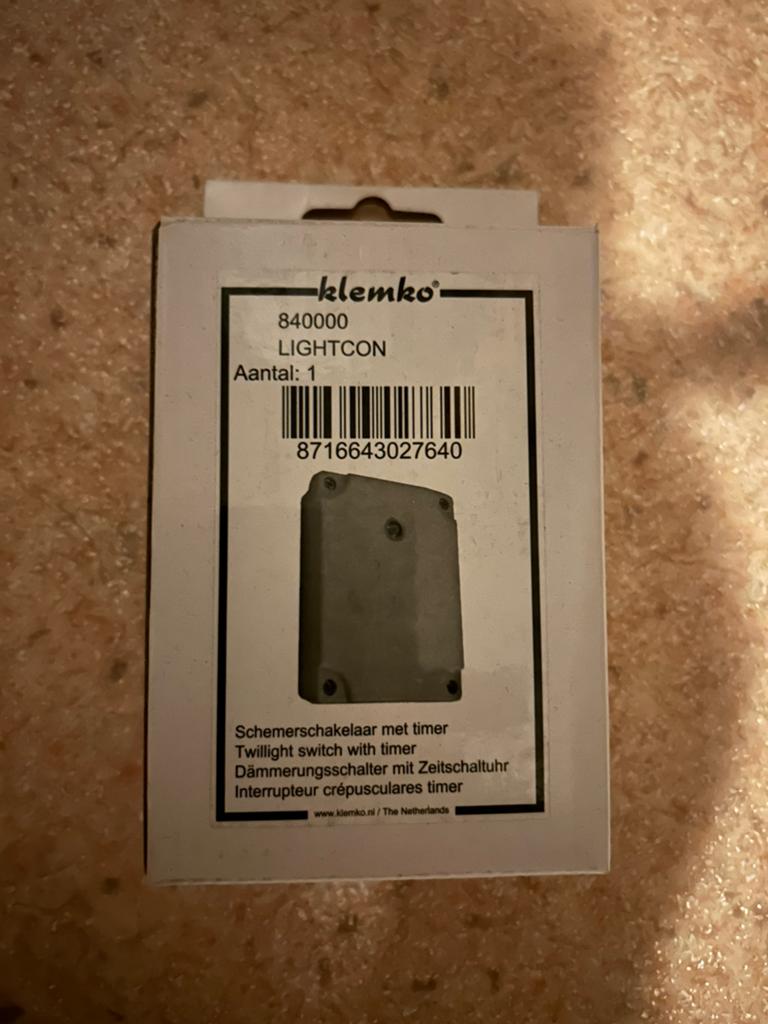 Klemko 840000 schemerschakelaar met timer nieuw, Ophalen of Verzenden, Zo goed als nieuw, Netvoeding, Minder dan 50 watt