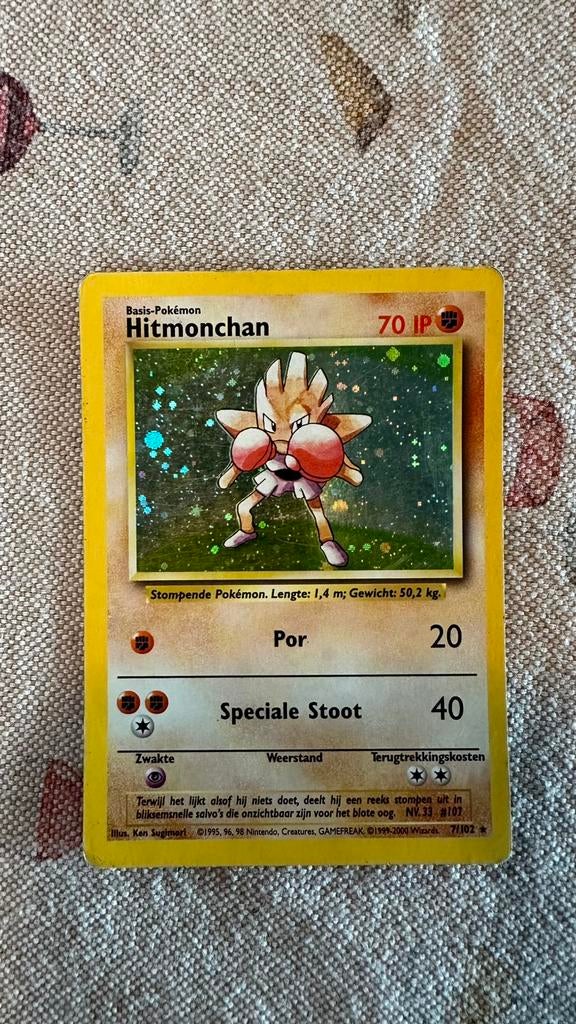 Hitmonchan 7/102 nederlands, Ophalen of Verzenden, Zo goed als nieuw, Losse kaart, Foil