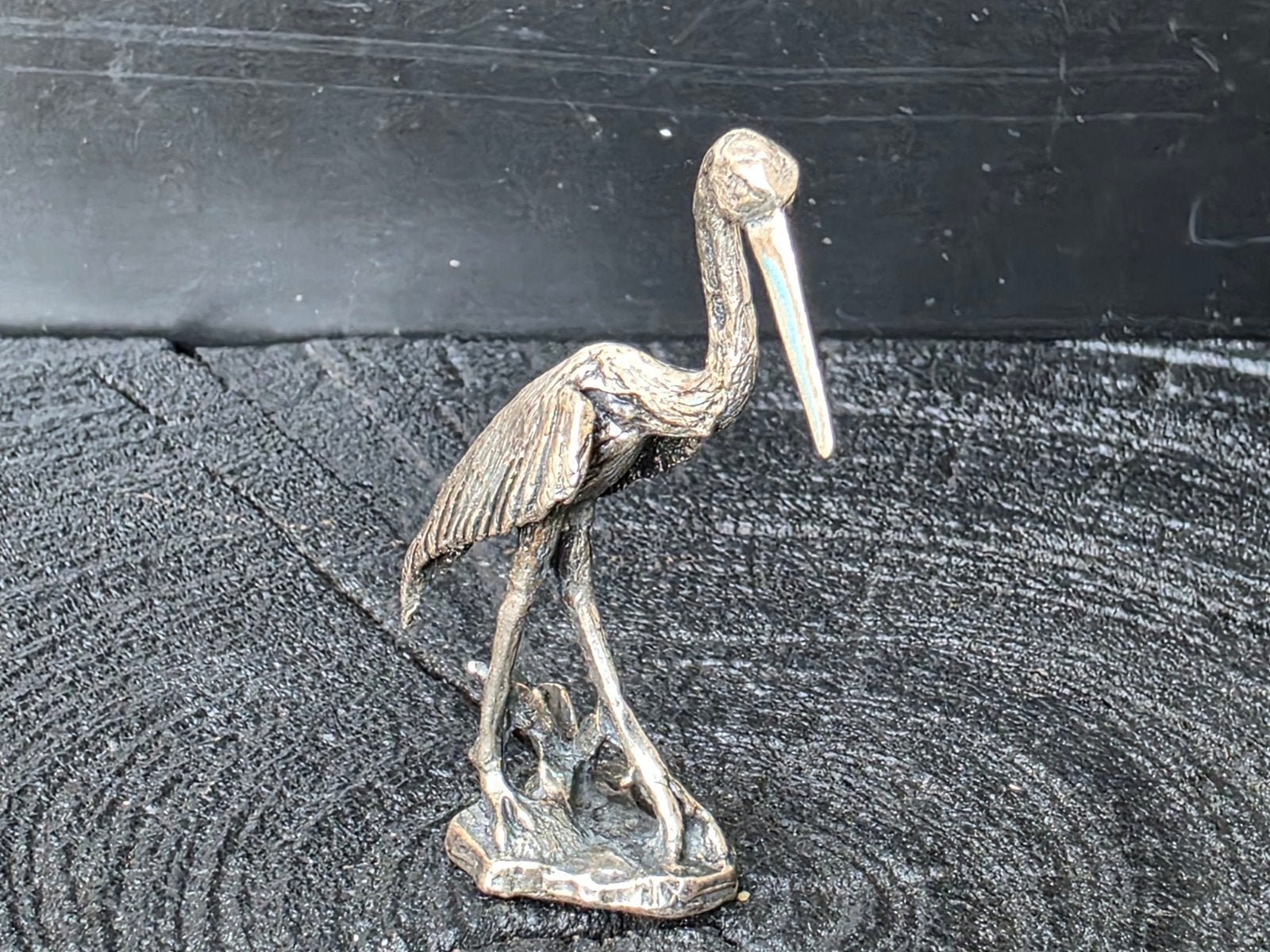 Zilveren Miniatuur Ooievaar - Gedetailleerd Beeldje, Antiek en Kunst, Antiek | Goud en Zilver, Verzenden, Zilver
