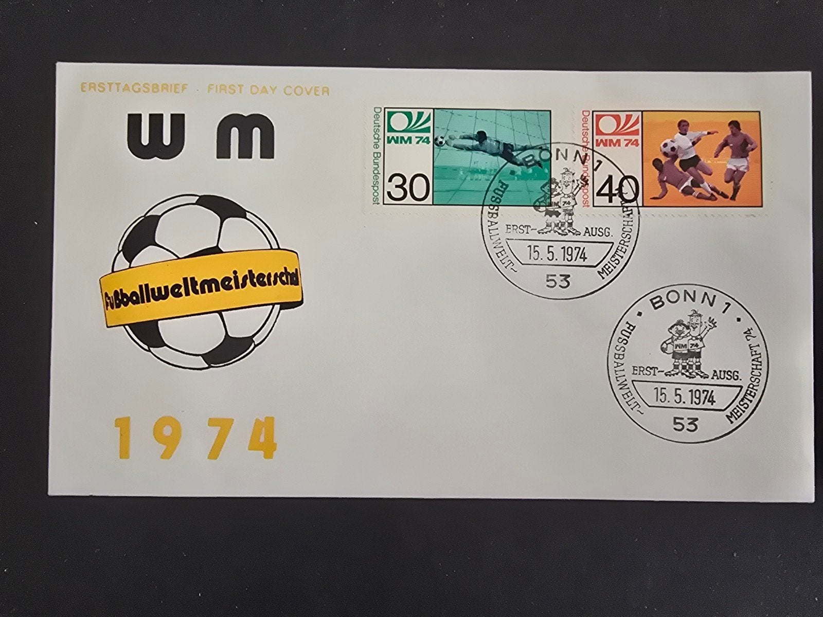 Eerstedagenveloppe West-Duitsland WK 1974 1, Ophalen of Verzenden, Onbeschreven, Europa