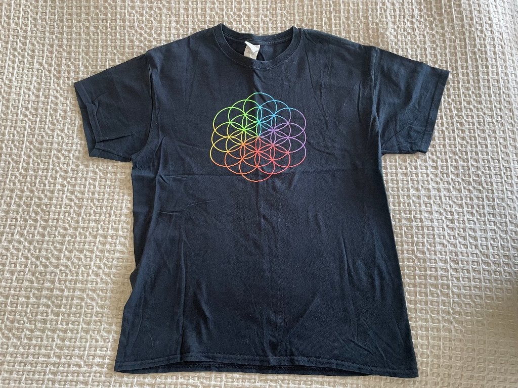 tshirt coldplay band muziek L retro vintage, Ophalen of Verzenden, Gedragen, Maat 52/54 (L), Zwart