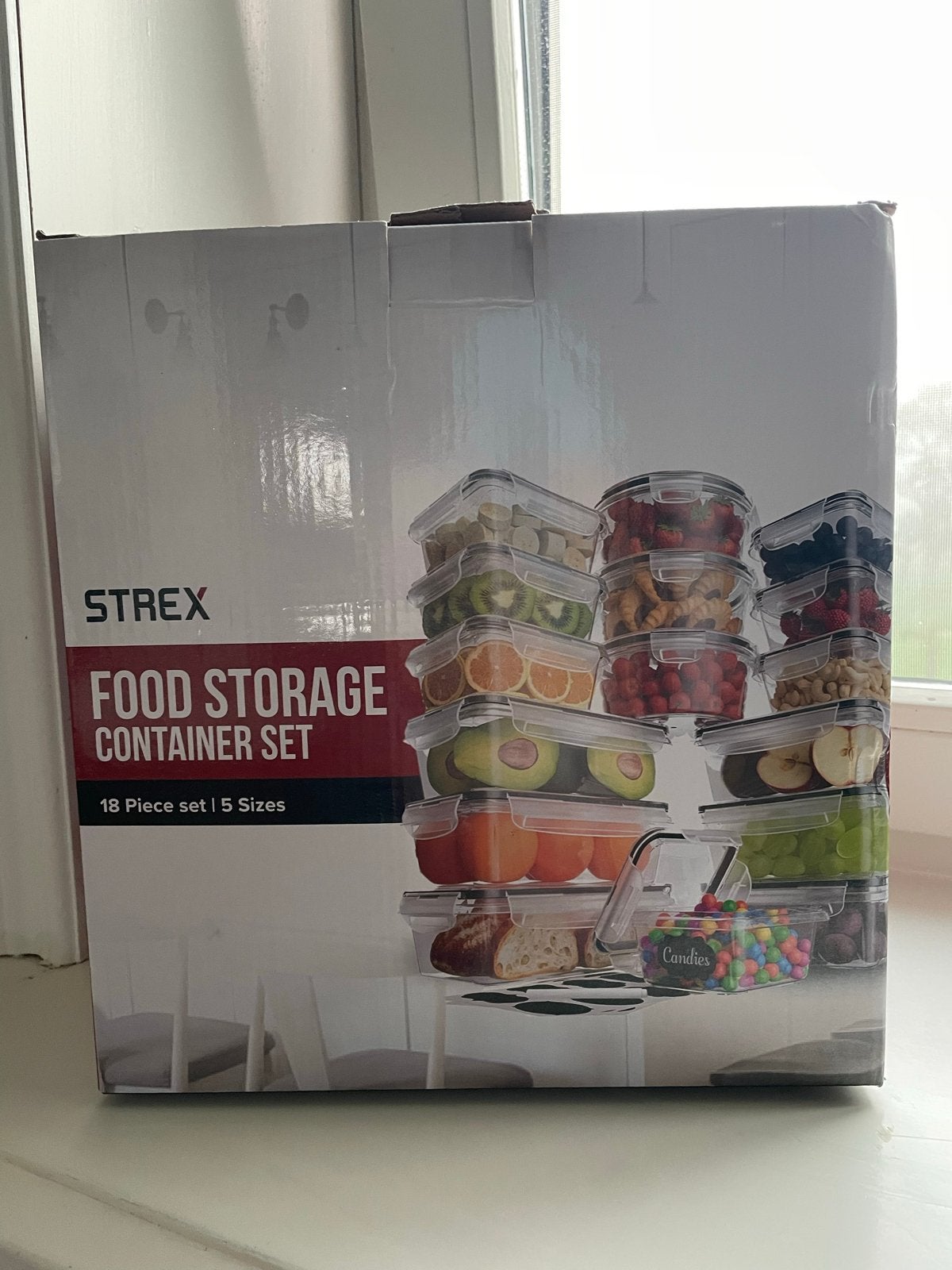 STREX Food Storage Container Set - 18-delig, 5 maten, Kunststof, Nieuw, Ophalen of Verzenden, Voorraadpot