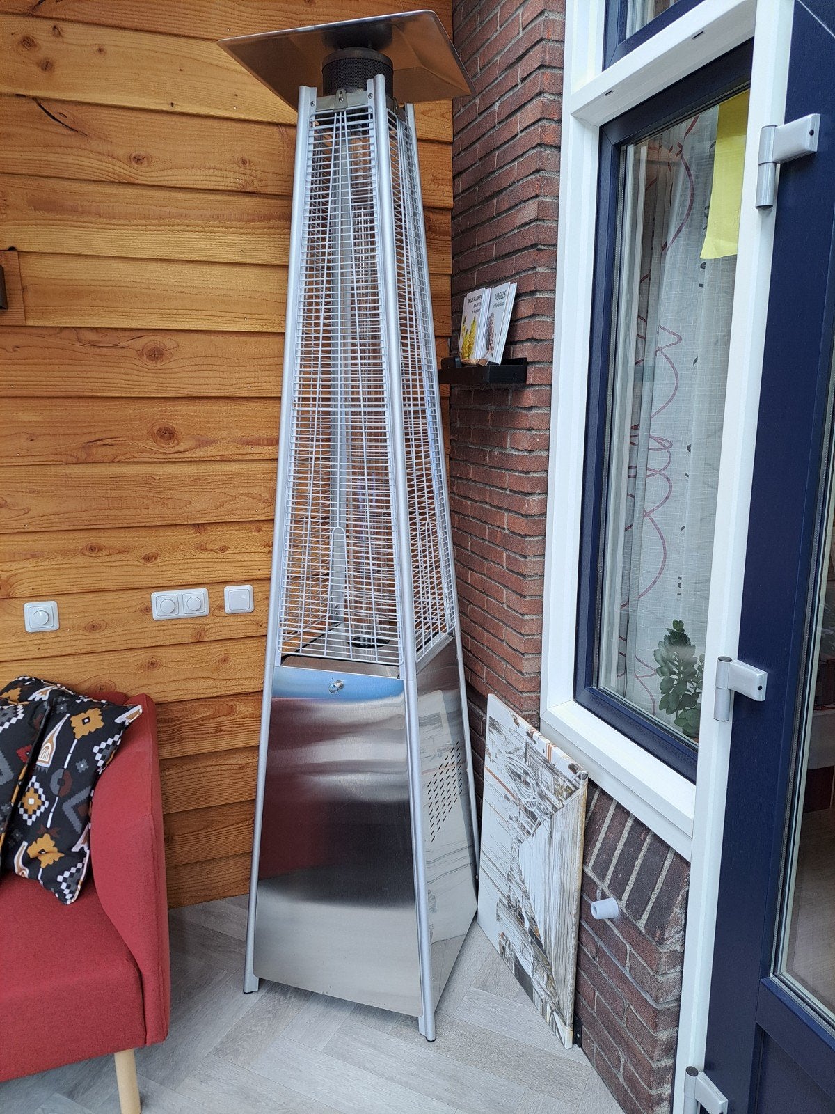Terrasverwarmer op gas - piramide model, Tuin en Terras, Ophalen, Zo goed als nieuw, Gas, Vloer