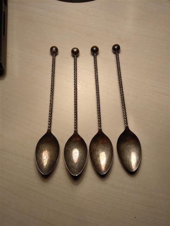 4 oude verzilverde theelepels, Ophalen of Verzenden