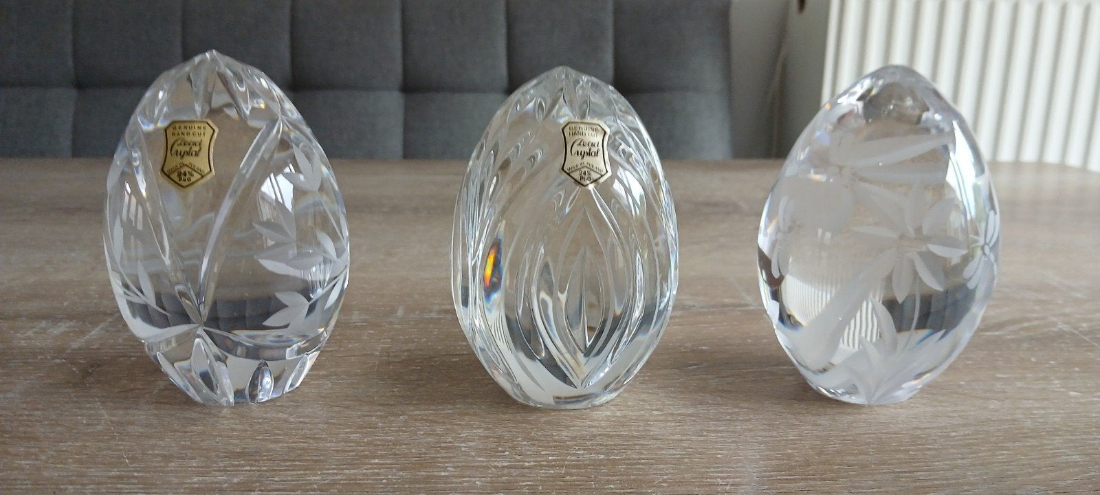 3 kristallen eieren crystal 24% pbo presse papier egg ei, Ophalen of Verzenden