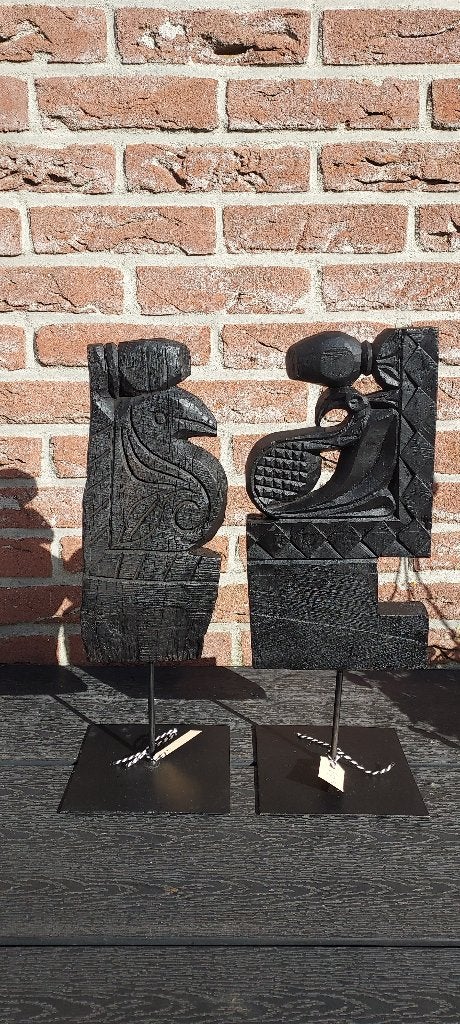 set houten fantasiedieren op standaard, Hout, Zwart, Nieuw, Ophalen of Verzenden