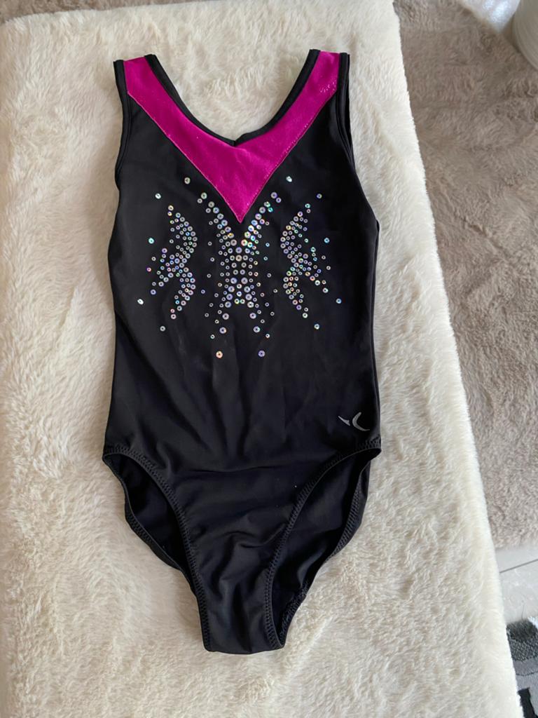 Turnpakje zwart met roze en glitters, Ophalen of Verzenden