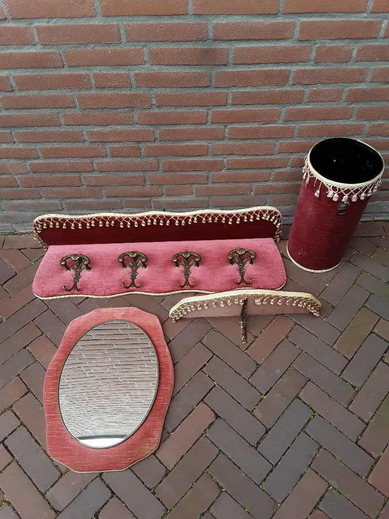 Oud barok velours brocante 4delige halset, Ophalen