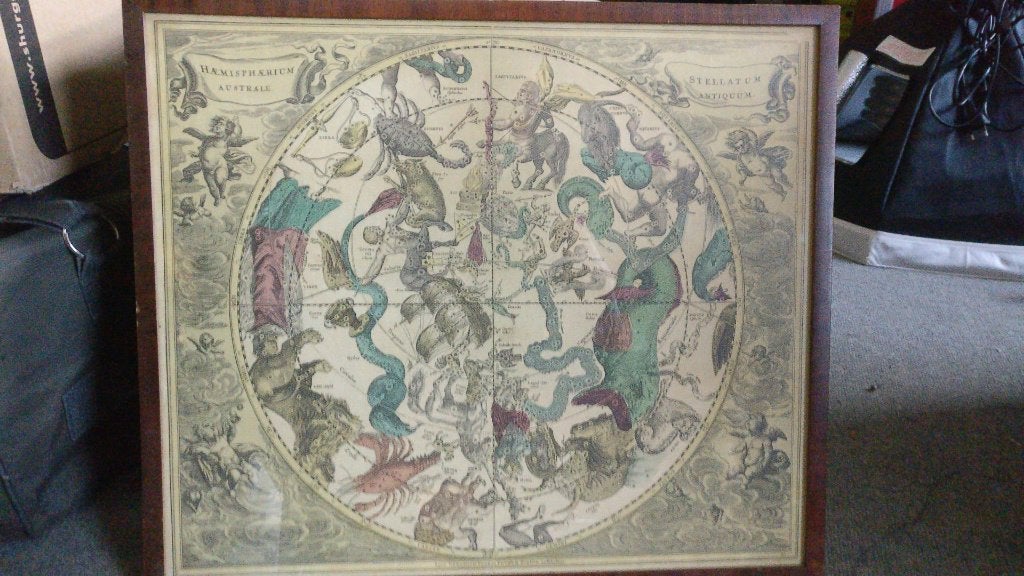Harmonia Macrocosmica ingelijst achter glas, Ophalen, 1800 tot 2000, Nederland, Landkaart