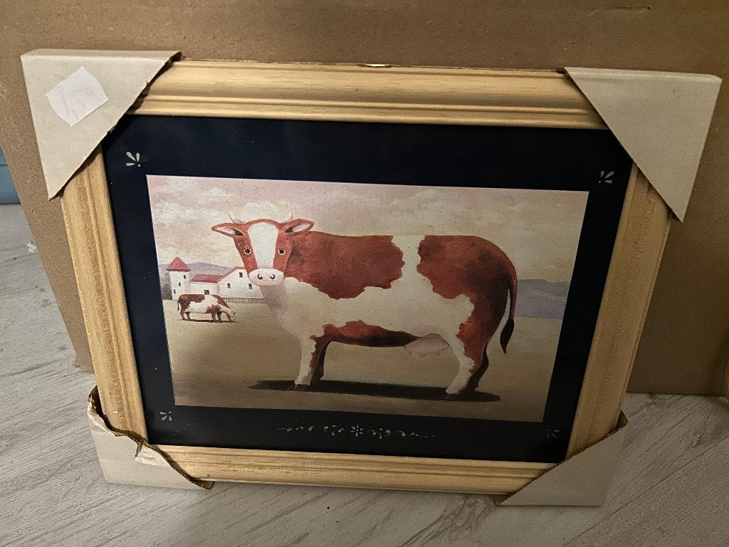 schilderijtje koe, Huis en Inrichting, Minder dan 50 cm, Nieuw, Ophalen of Verzenden, Schilderij